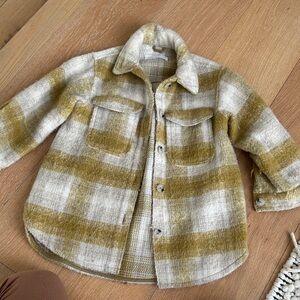 Zara Cream and Tan Checkered Jacket